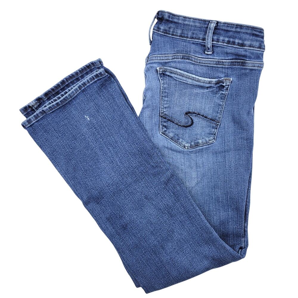 Silver Jeans Co Elyse Slim Boot Cut Denim 34 Blue Mid Rise Stretch Curvy Western